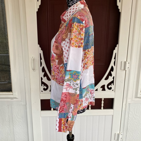 Kim Rogers Women’s Button Up Patchwork Paisley Design Top Size Medium - Picture 12 of 16